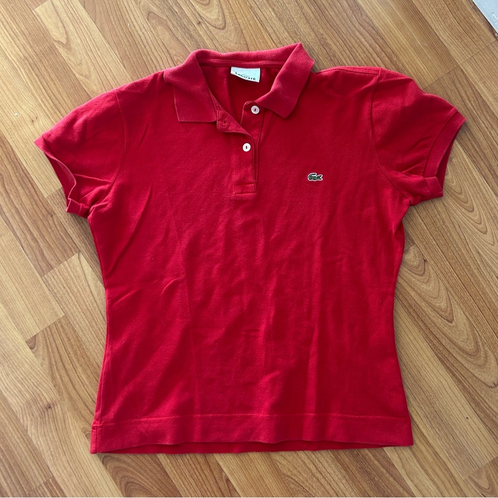Lacoste Red Women's Polo Shirt with Crocodile Logo